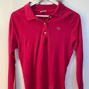 Lacoste Soft Cotton Longsleeve Polo in Fuschia - Size 40
